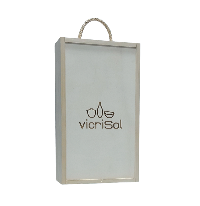 Caja Madera Personalizada con Asa- 2 Botellas Vino