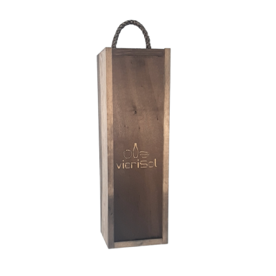 Caja Madera Color Nogal-Personalizada con Asa-1 Botella Vino