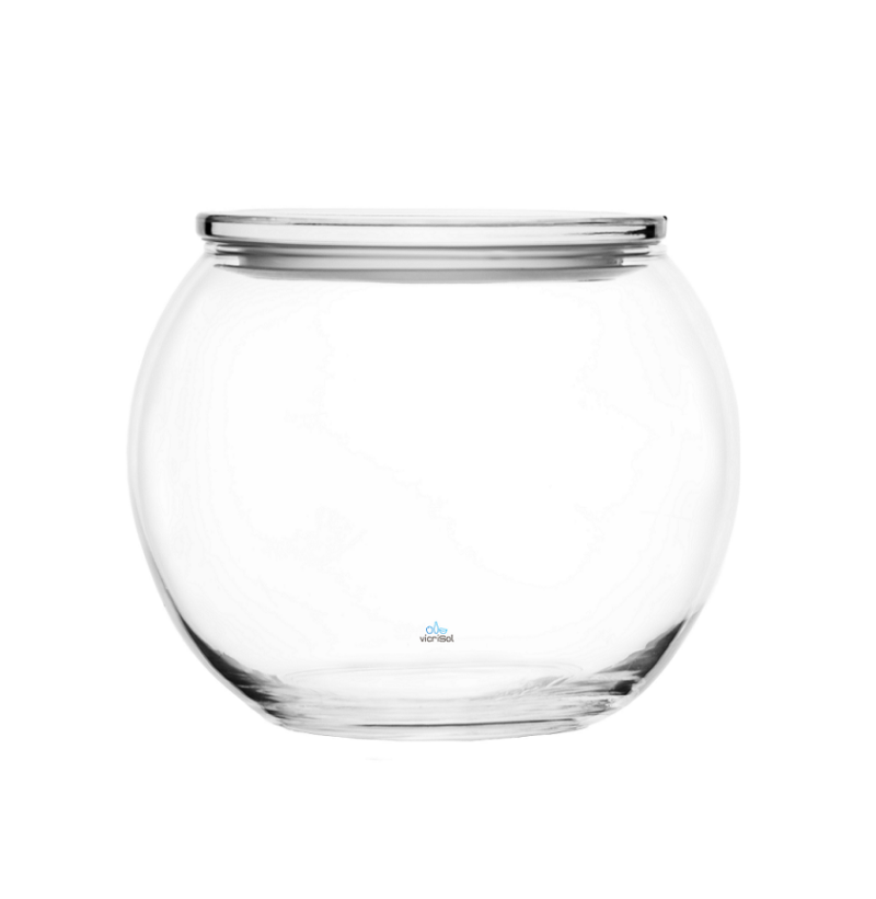 Terrario Pecera 18 cm- Con Tapa Cristal Plana