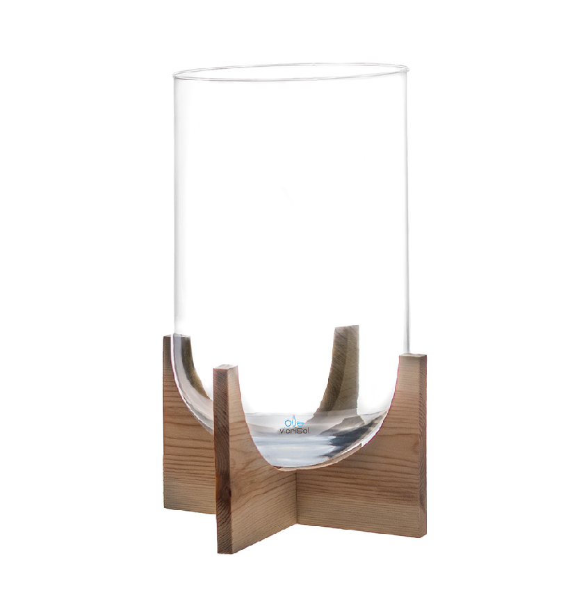 Terrario ORFEO 28x18 cm con Soporte Madera Color Natural